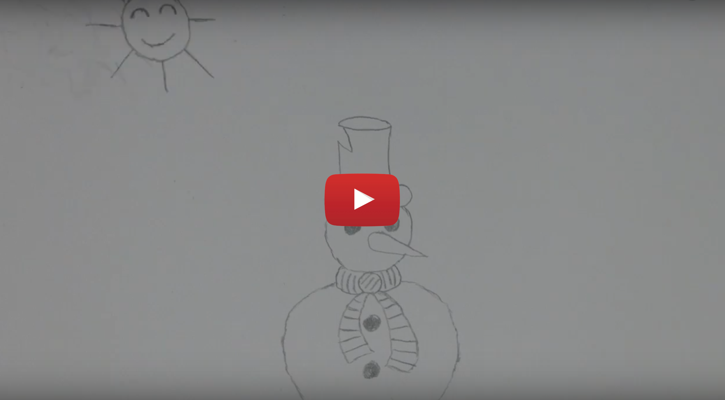 a pencil drawing of a snowman with a youtube play button on it